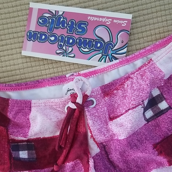 Bikini Bottoms Boy Shorts Small Pink Patch Pattern - Picture 2 of 4